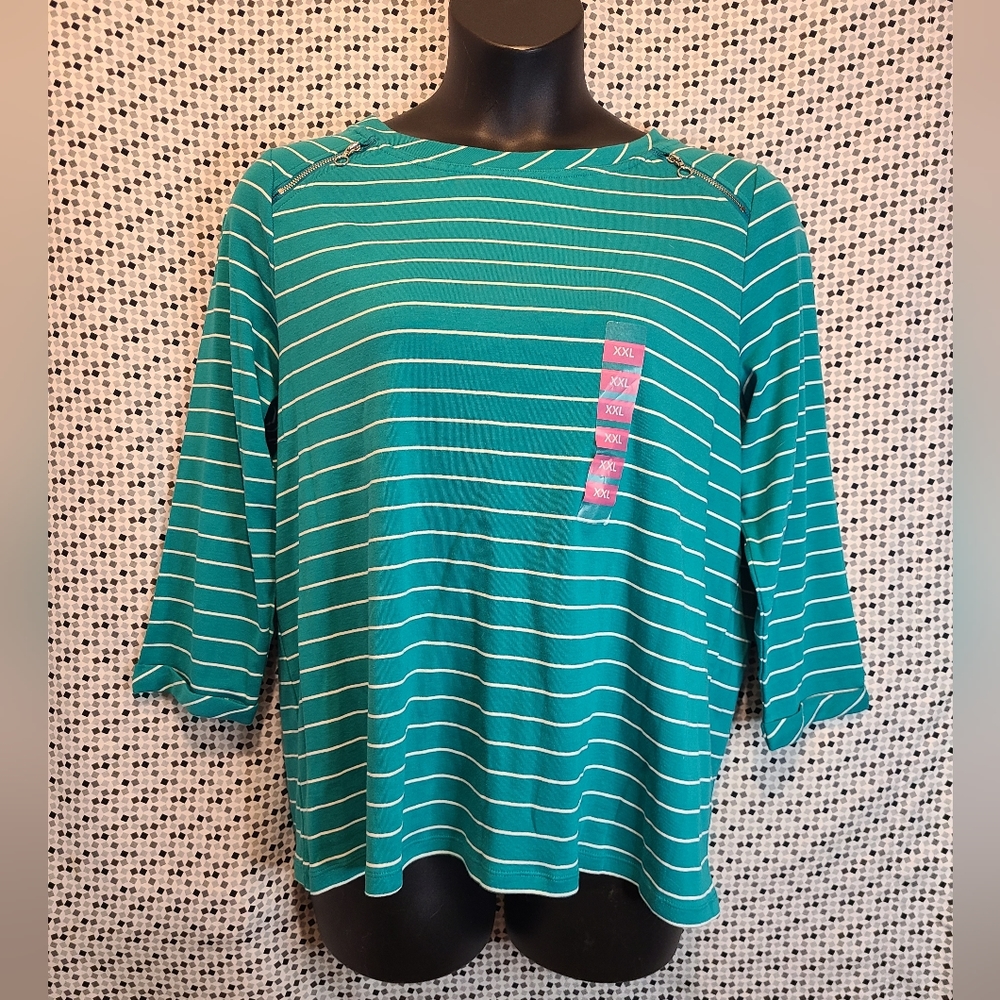 ❄️ NWT Rafaella Sport Casual Striped Top Size XXL